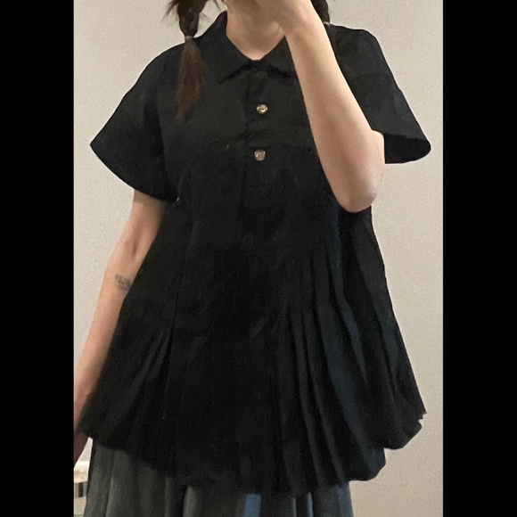 KIKA VARGAS Aida Polo Pleated Top - Picture 2 of 5